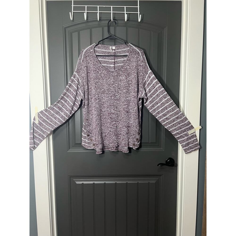 Cato Maroon Striped Cardigan with Elbow Patches Size 22/24